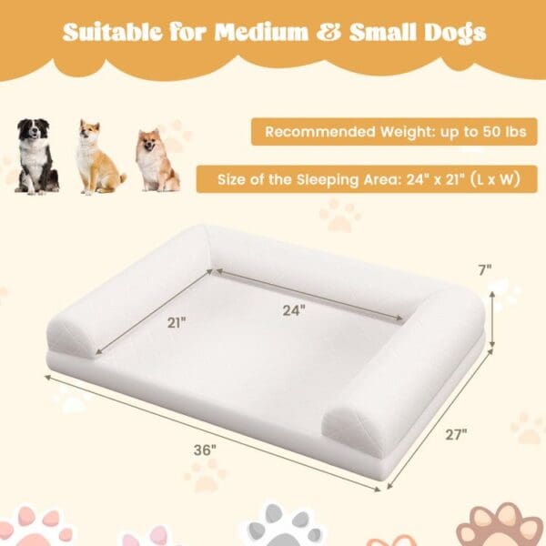 Egg-Foam Dog Crate Bed with 3-Side Bolster and Removable Washable Bed Cover - Image 3