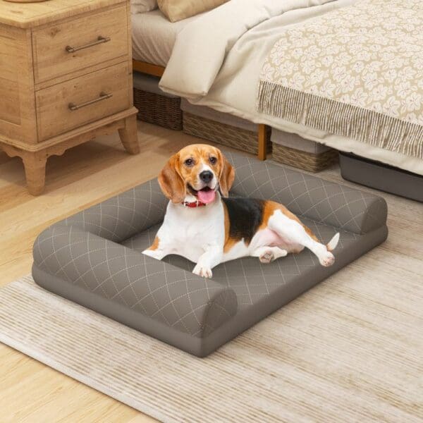 Egg-Foam Dog Crate Bed with 3-Side Bolster and Removable Washable Bed Cover - Image 7